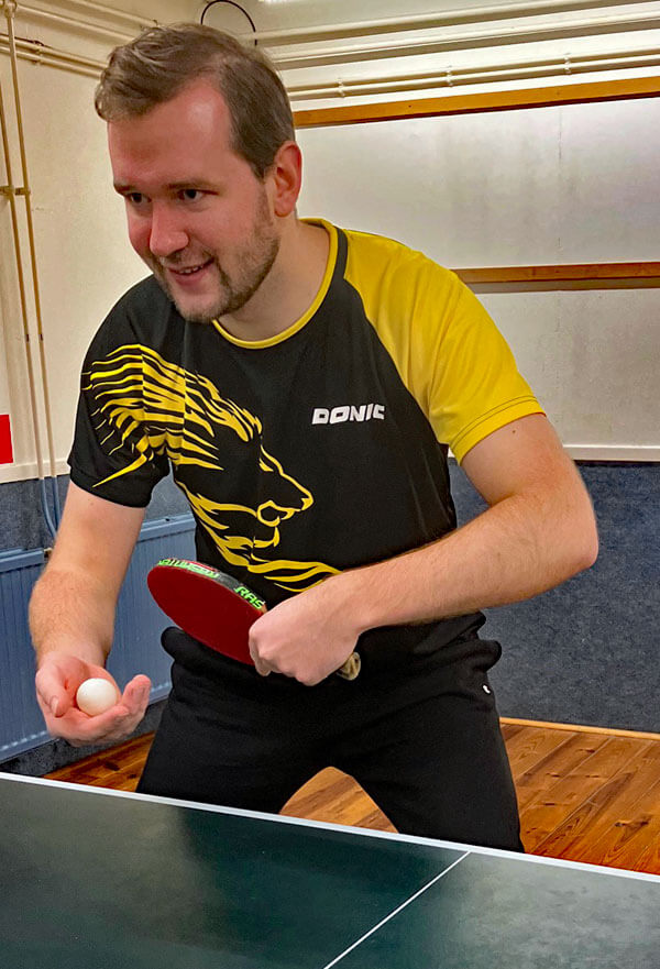 Vince Swart tijdens prive training tafeltennis